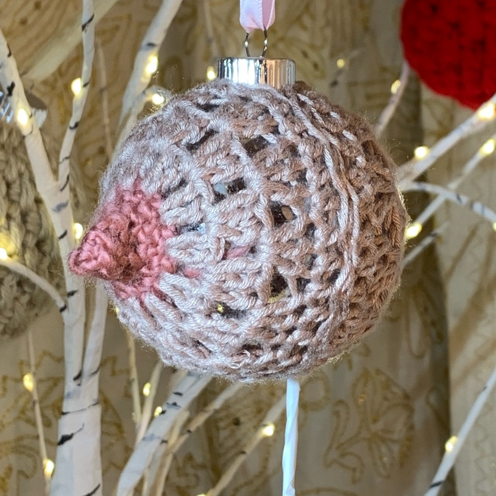 Crocheted Breast Cancer Awareness Boob Ornament